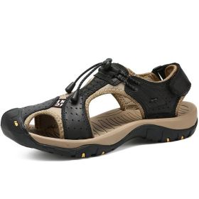 Summer Men Sandals New Non-slip Outdoor Beach Shoes Breathable Hiking Lightweight Beach Men's Slippers Casual Shoes Sandalias (Color: Black, size: 48)